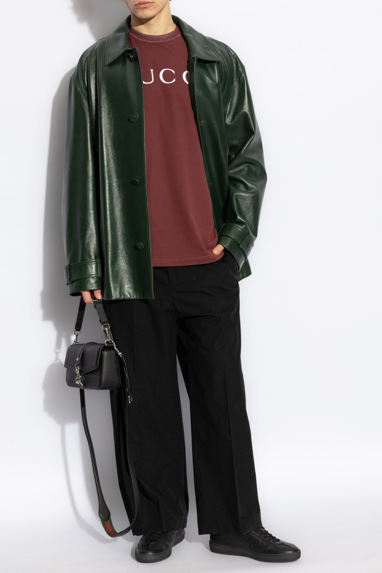 Burgundy T-shirt with printed logo Gucci - Vitkac AS